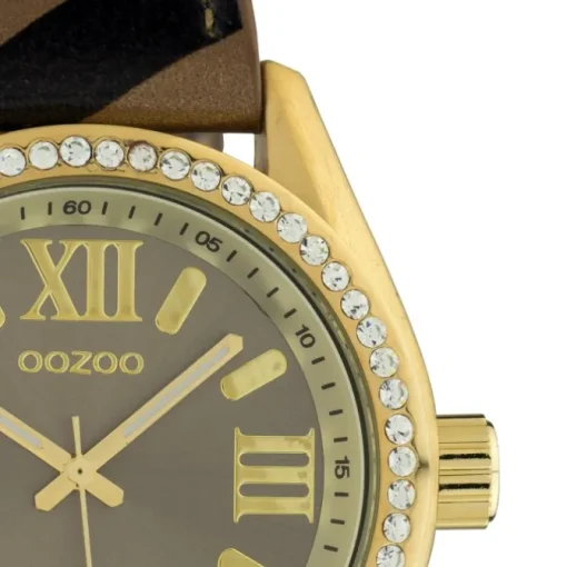 Oozoo Damen Armbanduhr Timepieces Analog Leder bronze schwarz UOC10271
