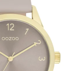 Oozoo Damen Armbanduhr Timepieces Analog Leder hellgrau taupe UOC11328