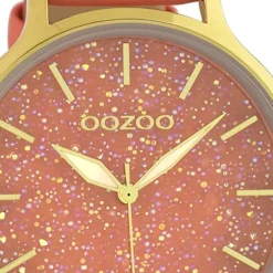 Oozoo Damen Armbanduhr Timepieces Analog Leder pfirsichrosa UOC10660