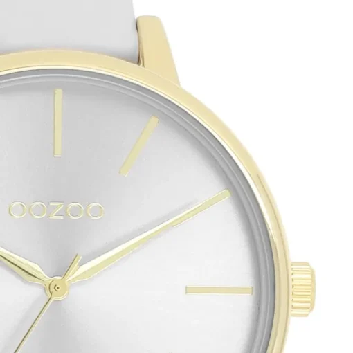 Oozoo Damen Armbanduhr Timepieces Analog Leder hellgrau UOC11290