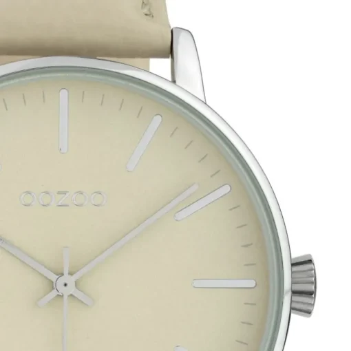 Oozoo Damen Armbanduhr Timepieces Analog Leder hellgrau UOC10041