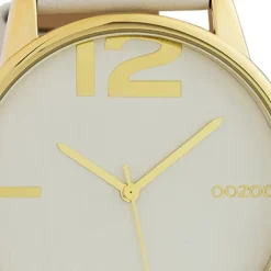 Oozoo Damen Armbanduhr Timepieces Analog Leder hellgrau UOC10370