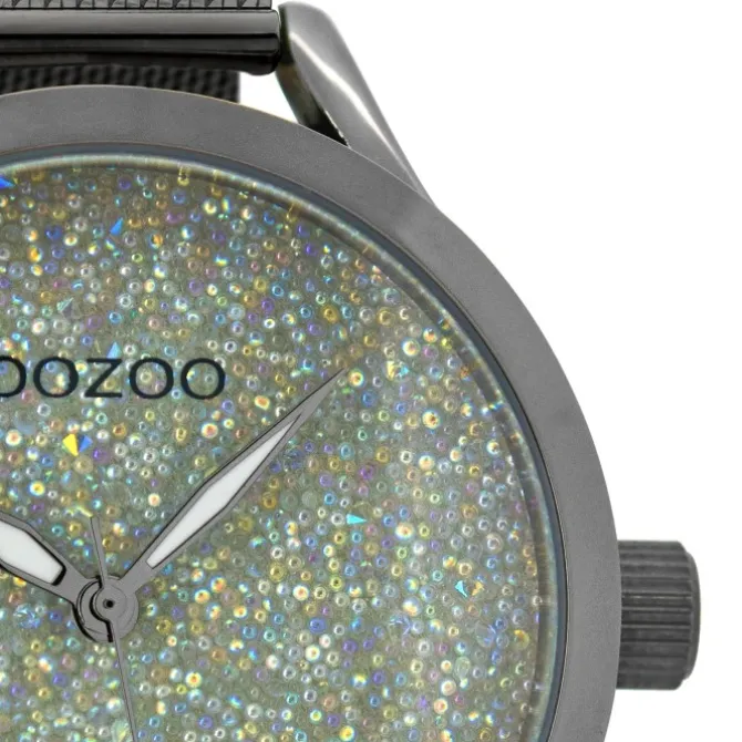 Oozoo Damen Armbanduhr Timepieces Analog Metall titan dunkelgrau UOC10652