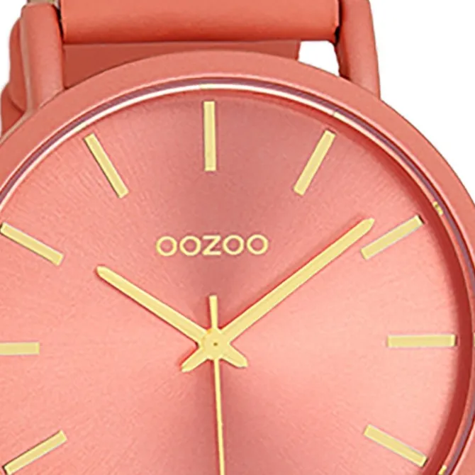 Oozoo Damen Armbanduhr Timepieces Analog Leder pfirsichrosa UOC11194