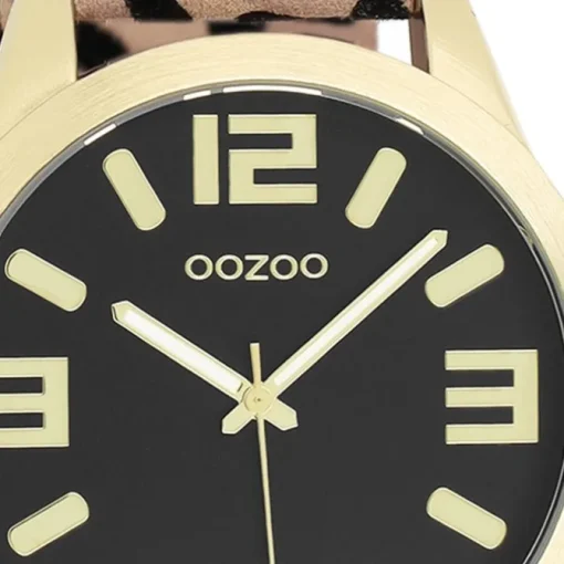 Oozoo Damen Armbanduhr Timepieces Analog Lederband beige schwarz UOC1098A