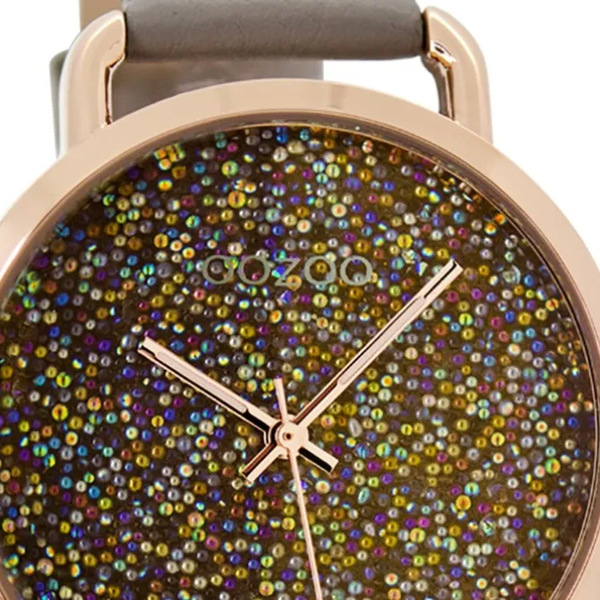 Oozoo Damen Armbanduhr Timepieces Analog Leder taupe grau UOC9103A