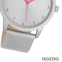 Oozoo Damen Armbanduhr Timepieces Analog Leder silber UOC11058