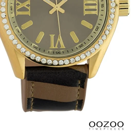 Oozoo Damen Armbanduhr Timepieces Analog Leder bronze schwarz UOC10271