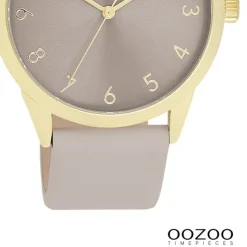 Oozoo Damen Armbanduhr Timepieces Analog Leder hellgrau taupe UOC11328
