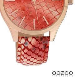 Oozoo Damen Armbanduhr Timepieces Analog Leder rot hellrose UOC10431
