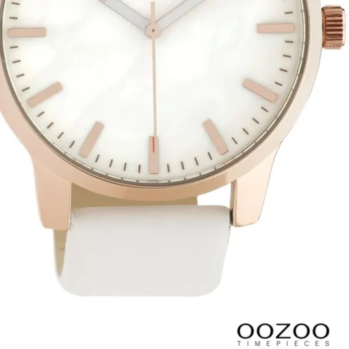 Oozoo Damen Armbanduhr Timepieces Analog Leder weiß UOC10725