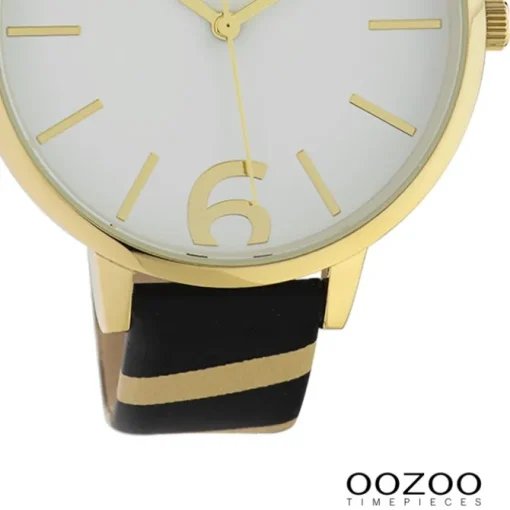 Oozoo Damen Armbanduhr Timepieces Analog Leder beige schwarz UOC10213