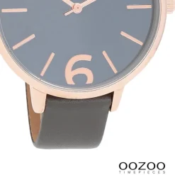 Oozoo Damen Armbanduhr Timepieces Analog Leder grau UOC9153A