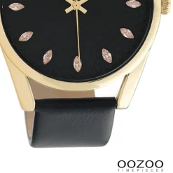 Oozoo Damen Armbanduhr Timepieces Analog Leder schwarz UOC10842