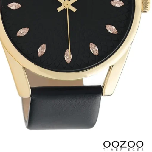 Oozoo Damen Armbanduhr Timepieces Analog Leder schwarz UOC10842