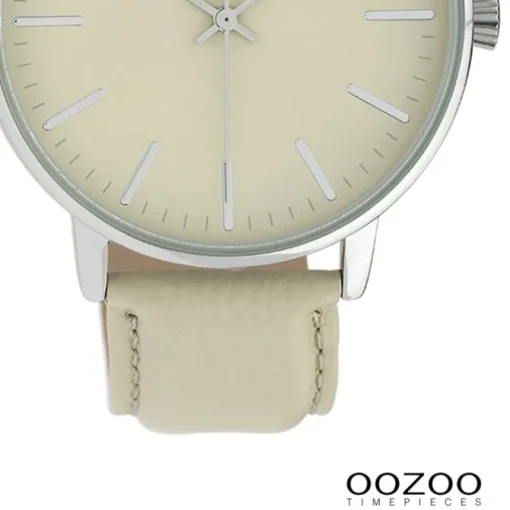 Oozoo Damen Armbanduhr Timepieces Analog Leder hellgrau UOC10041