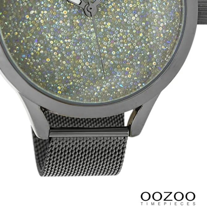 Oozoo Damen Armbanduhr Timepieces Analog Metall titan dunkelgrau UOC10652