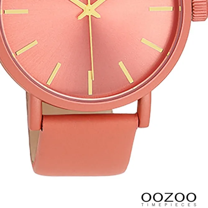 Oozoo Damen Armbanduhr Timepieces Analog Leder pfirsichrosa UOC11194