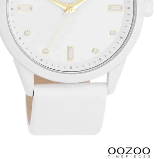 Oozoo Damen Armbanduhr Timepieces Analog Leder weiß UOC11354