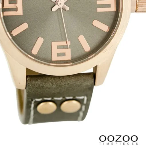 Oozoo Damen Armbanduhr Timepieces Analog Leder dunkelgrün UOC8016A