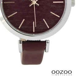 Oozoo Damen Armbanduhr Timepieces Analog Leder dunkelrot UOC9137A