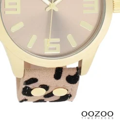 Oozoo Damen Armbanduhr Timepieces Analog Lederband beige schwarz UOC1097A