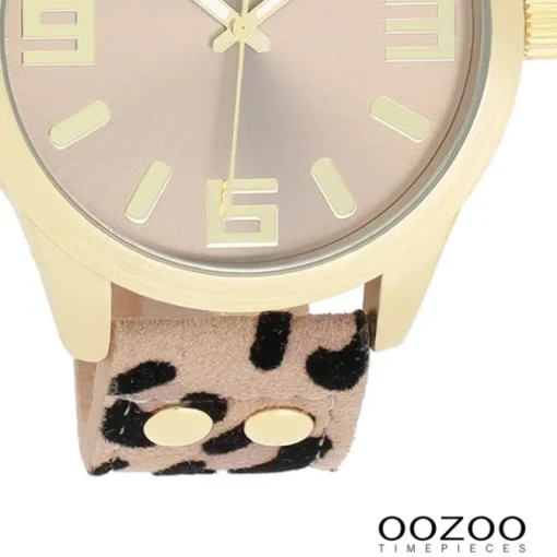 Oozoo Damen Armbanduhr Timepieces Analog Lederband beige schwarz UOC1097A