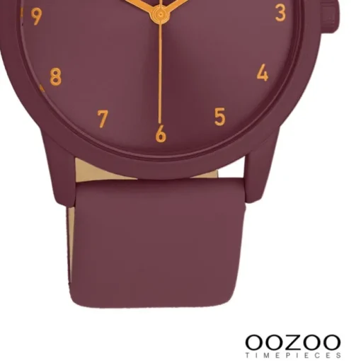 Oozoo Damen Armbanduhr Timepieces Analog Lederband lila bordeauxrot UOC11455
