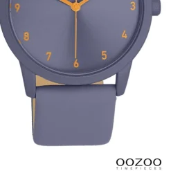 Oozoo Damen Armbanduhr Timepieces Analog Lederband dunkelgrau graublau UOC11456