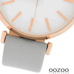 Oozoo Damen Armbanduhr Timepieces C10143 Quarz Leder hellgrau UOC10143