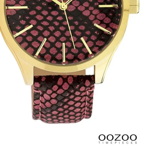 Oozoo Damen Armbanduhr Timepieces Analog Leder pink schwarz UOC10433