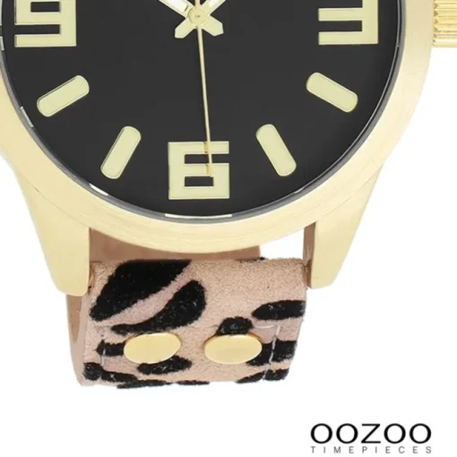 Oozoo Damen Armbanduhr Timepieces Analog Lederband beige schwarz UOC1098A