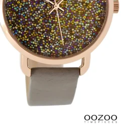 Oozoo Damen Armbanduhr Timepieces Analog Leder taupe grau UOC9103A