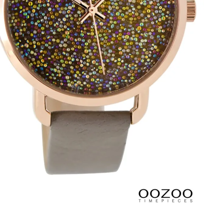 Oozoo Damen Armbanduhr Timepieces Analog Leder taupe grau UOC9103A