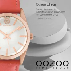 Oozoo Damen Armbanduhr Timepieces Analog Leder rot UOC10190