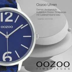 Oozoo Damen Armbanduhr Timepieces Analog Leder blau schwarz UOC10195