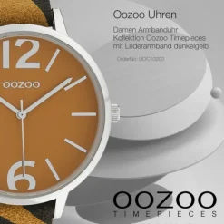 Oozoo Damen Armbanduhr Timepieces Analog Leder dunkelgelb schwarz UOC10202