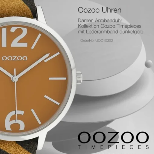 Oozoo Damen Armbanduhr Timepieces Analog Leder dunkelgelb schwarz UOC10202