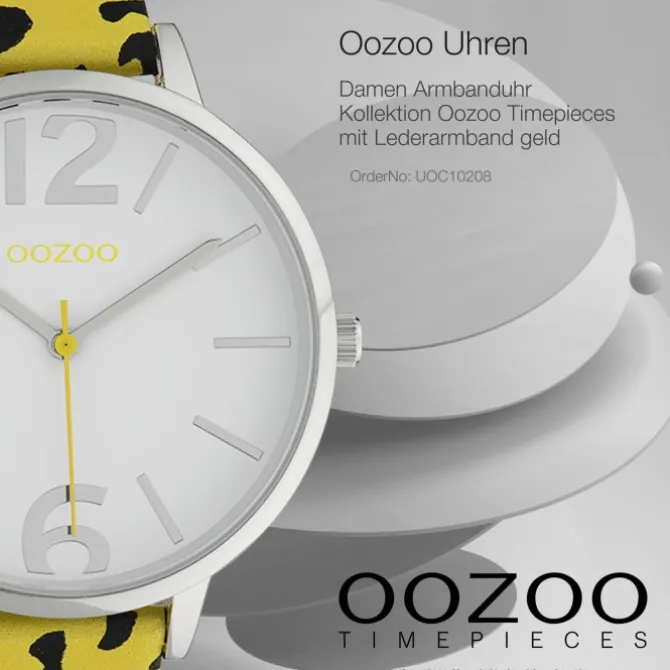 Oozoo Damen Armbanduhr Timepieces Analog Leder gelb schwarz UOC10208
