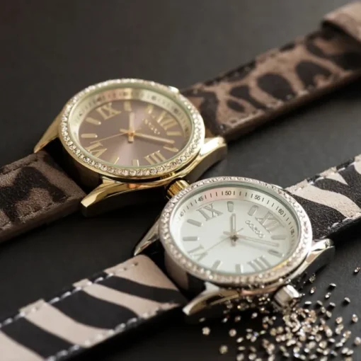 Oozoo Damen Armbanduhr Timepieces Analog Leder hellbraun schwarz UOC10225
