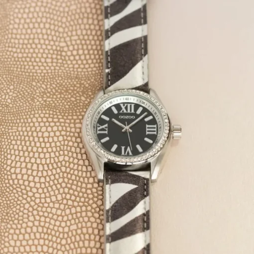 Oozoo Damen Armbanduhr Timepieces Analog Leder schwarz weiß UOC10268