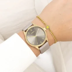 Oozoo Damen Armbanduhr Timepieces Analog Leder hellgrau taupe UOC11328