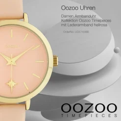 Oozoo Damen Armbanduhr Timepieces Analog Leder hellrosa UOC10386