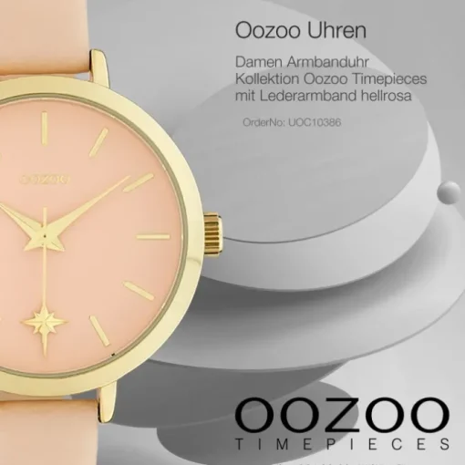 Oozoo Damen Armbanduhr Timepieces Analog Leder hellrosa UOC10386