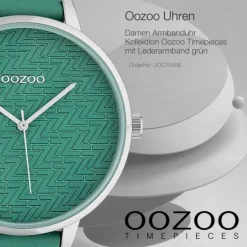 Oozoo Damen Armbanduhr Timepieces Analog Leder grün UOC10406