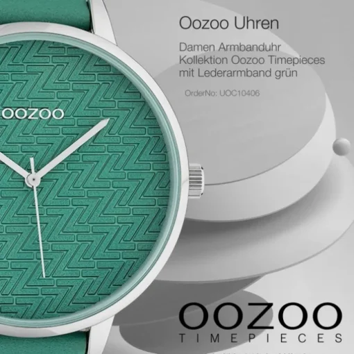 Oozoo Damen Armbanduhr Timepieces Analog Leder grün UOC10406