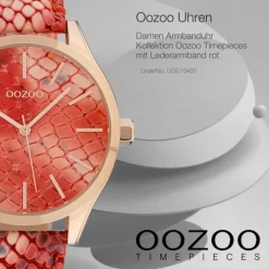 Oozoo Damen Armbanduhr Timepieces Analog Leder rot hellrose UOC10431