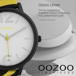 Oozoo Damen Armbanduhr Timepieces Analog Leder gelb schwarz UOC10211