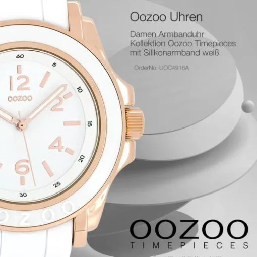 Oozoo Damen Armbanduhr Timepieces Analog Silikon weiß UOC4916A