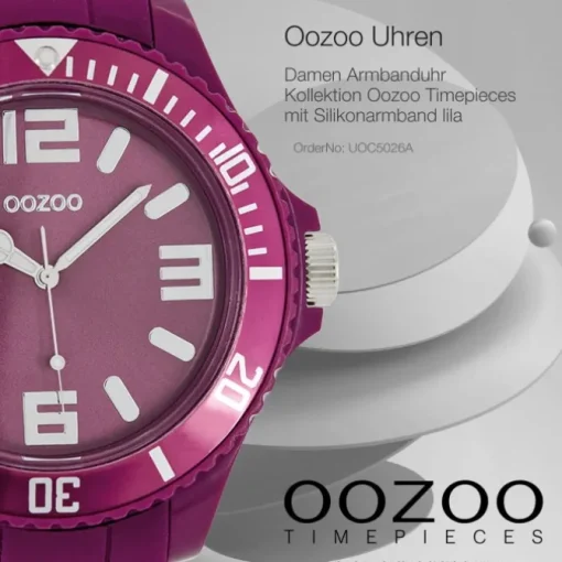 Oozoo Damen Armbanduhr Timepieces Analog Silikon lila UOC5026A